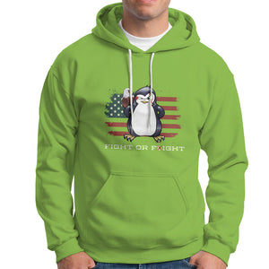 Fight or Flight Meme Cool Penguin Pun Patriotic US Flag Hoodie TS09 Lime Printyourwear