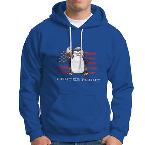 Fight or Flight Meme Cool Penguin Pun Patriotic US Flag Hoodie TS09 Royal Blue Printyourwear