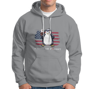 Fight or Flight Meme Cool Penguin Pun Patriotic US Flag Hoodie TS09 Sport Gray Printyourwear