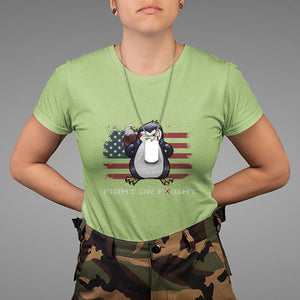 Fight or Flight Meme Cool Penguin Pun Patriotic US Flag T Shirt TS09 Lime Printyourwear