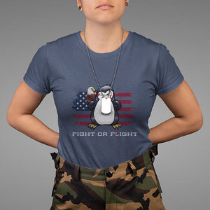 Fight or Flight Meme Cool Penguin Pun Patriotic US Flag T Shirt TS09 Navy Printyourwear