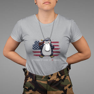 Fight or Flight Meme Cool Penguin Pun Patriotic US Flag T Shirt TS09 Sport Gray Printyourwear