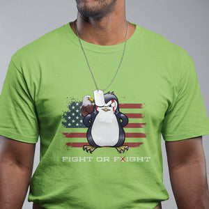 Fight or Flight Meme Cool Penguin Pun Patriotic US Flag T Shirt TS09 Lime Printyourwear