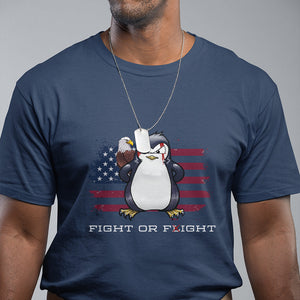 Fight or Flight Meme Cool Penguin Pun Patriotic US Flag T Shirt TS09 Navy Printyourwear