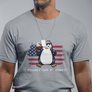 Fight or Flight Meme Cool Penguin Pun Patriotic US Flag T Shirt TS09 Sport Gray Printyourwear