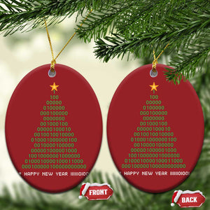 Funny Binary Christmas Tree Christmas Ornament HAPPY NEW YEAR 11111101001 TS09 Oval Red Print Your Wear