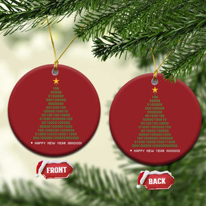 Funny Binary Christmas Tree Christmas Ornament HAPPY NEW YEAR 11111101001 TS09 Circle Red Print Your Wear