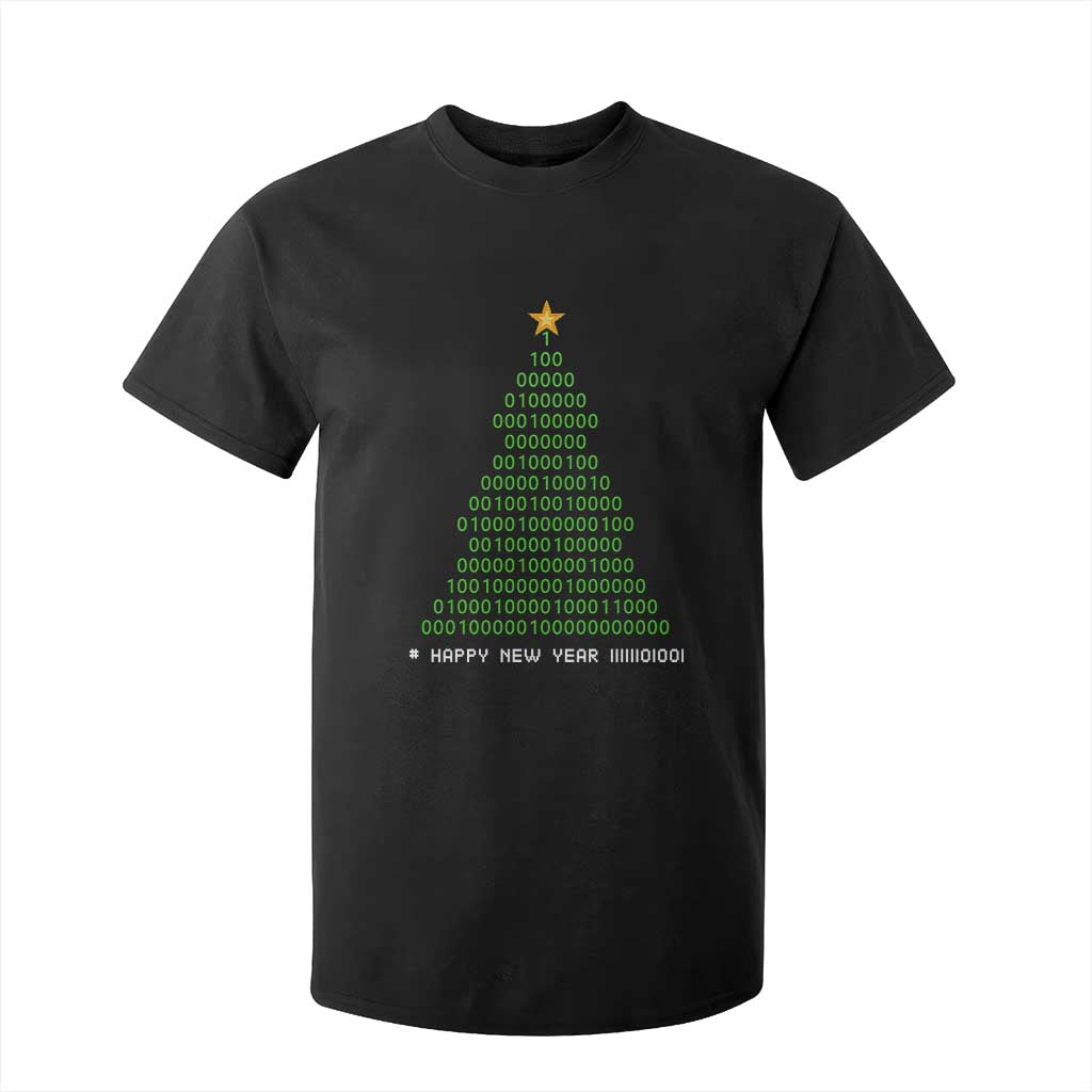 Funny Binary Christmas Tree T Shirt For Kid HAPPY NEW YEAR 11111101001 TS09 Black Print Your Wear