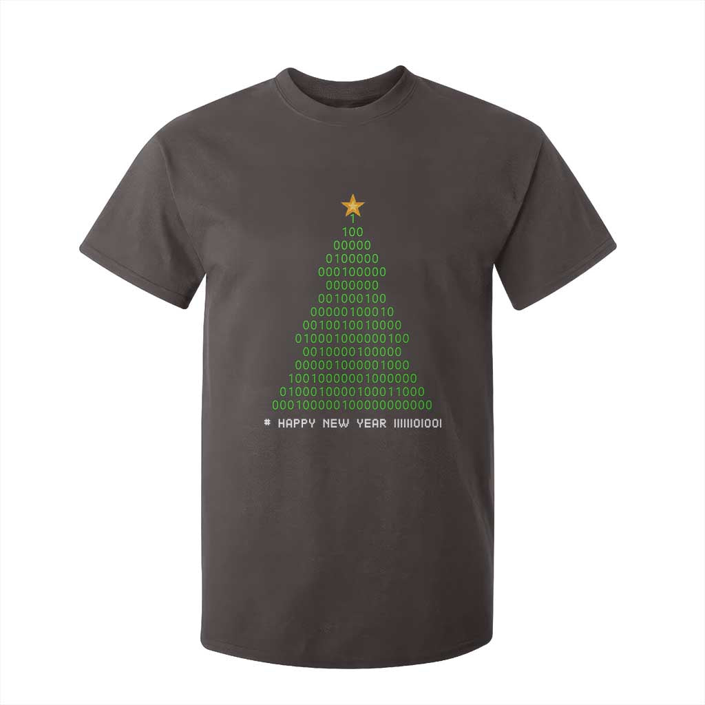 Funny Binary Christmas Tree T Shirt For Kid HAPPY NEW YEAR 11111101001 TS09 Dark Chocolate Print Your Wear