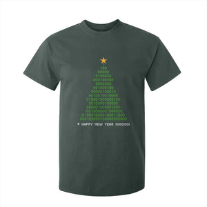 Funny Binary Christmas Tree T Shirt For Kid HAPPY NEW YEAR 11111101001 TS09 Dark Forest Green Print Your Wear