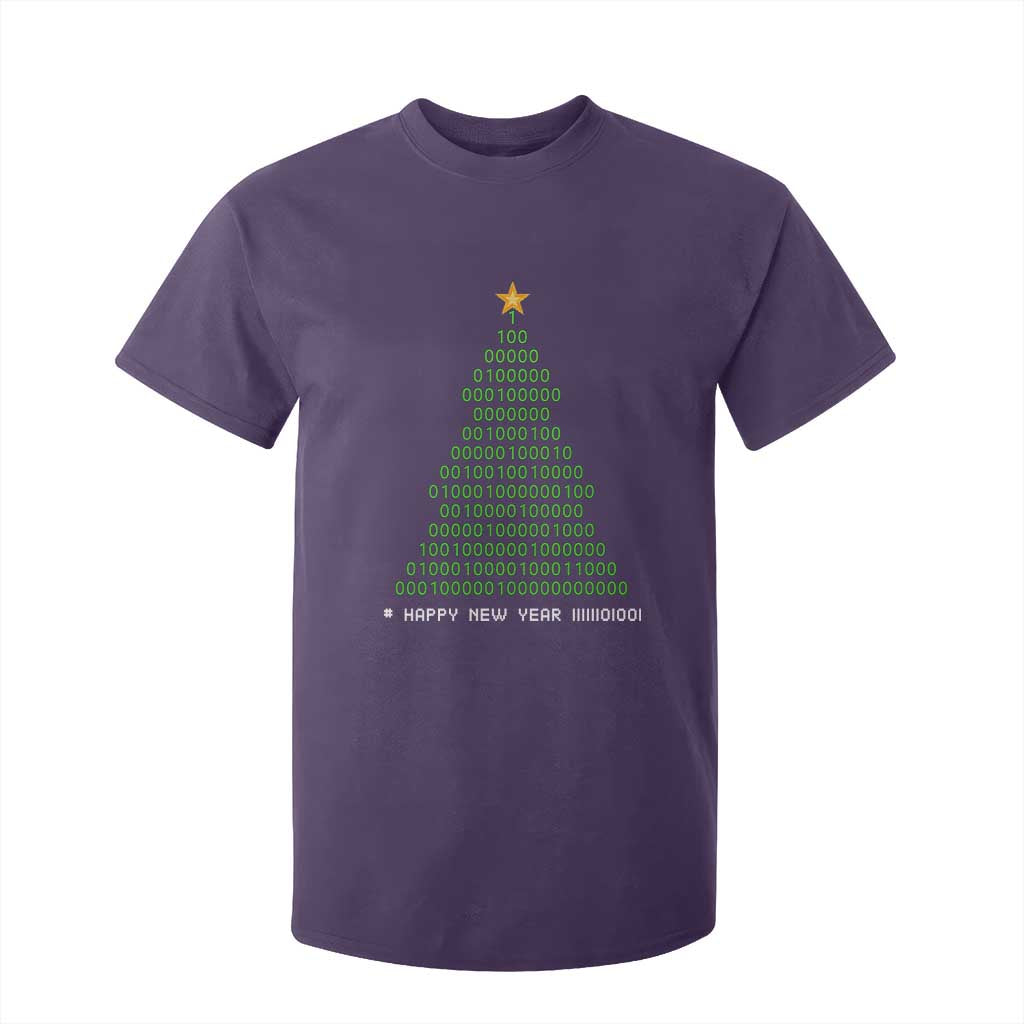 Funny Binary Christmas Tree T Shirt For Kid HAPPY NEW YEAR 11111101001 TS09 Purple Print Your Wear