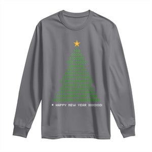 Funny Binary Christmas Tree Long Sleeve Shirt HAPPY NEW YEAR 11111101001 TS09 Charcoal Print Your Wear