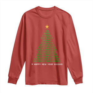 Funny Binary Christmas Tree Long Sleeve Shirt HAPPY NEW YEAR 11111101001 TS09 Red Print Your Wear