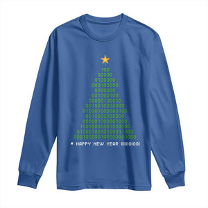 Funny Binary Christmas Tree Long Sleeve Shirt HAPPY NEW YEAR 11111101001 TS09 Royal Blue Print Your Wear