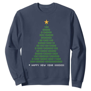 Funny Binary Christmas Tree Sweatshirt HAPPY NEW YEAR 11111101001 TS09 Navy Print Your Wear