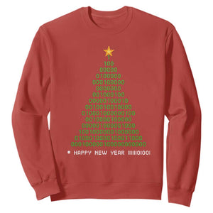 Funny Binary Christmas Tree Sweatshirt HAPPY NEW YEAR 11111101001 TS09 Red Print Your Wear