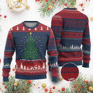 Funny Binary Christmas Tree Ugly Christmas Sweater HAPPY NEW YEAR 11111101001 TS09 Burgundy Print Your Wear