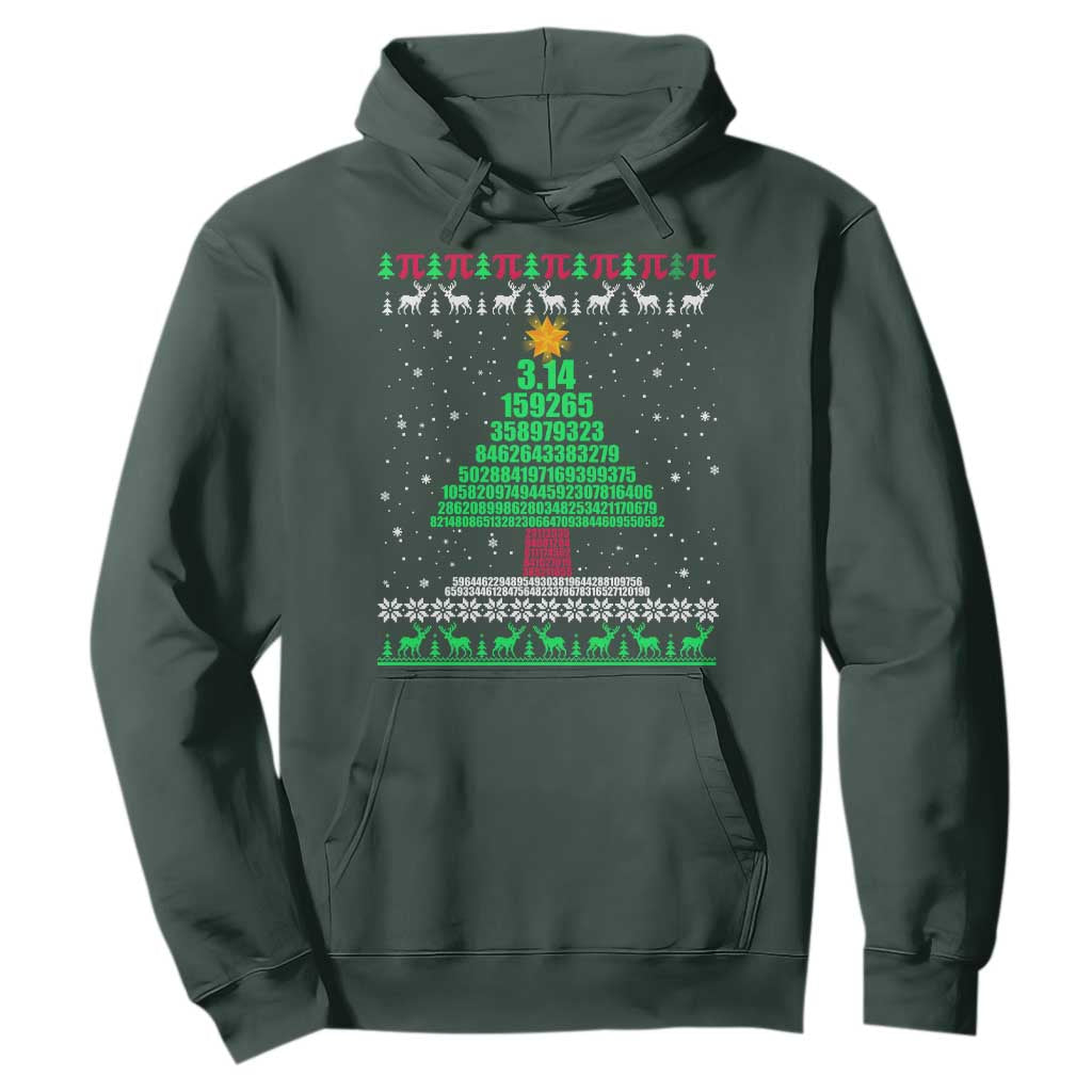 Funny Xmas Math Pi Christmas Tree Hoodie TS09 Dark Forest Green Print Your Wear