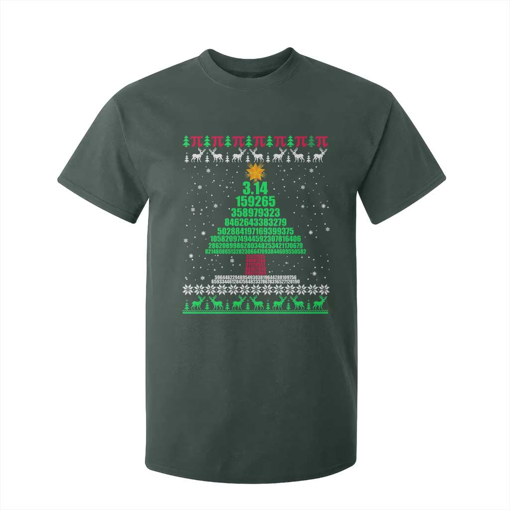 Funny Xmas Math Pi Christmas Tree T Shirt For Kid TS09 Dark Forest Green Print Your Wear