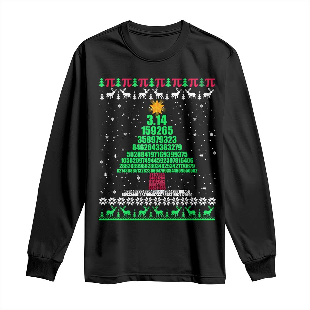 Funny Xmas Math Pi Christmas Tree Long Sleeve Shirt TS09 Black Print Your Wear