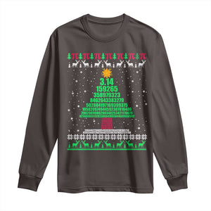 Funny Xmas Math Pi Christmas Tree Long Sleeve Shirt TS09 Dark Chocolate Print Your Wear