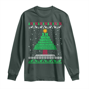 Funny Xmas Math Pi Christmas Tree Long Sleeve Shirt TS09 Dark Forest Green Print Your Wear