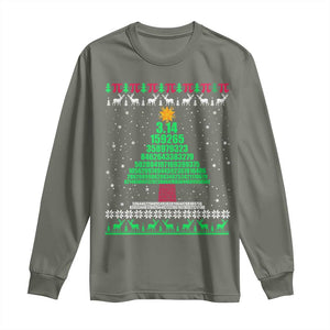 Funny Xmas Math Pi Christmas Tree Long Sleeve Shirt TS09 Military Green Print Your Wear