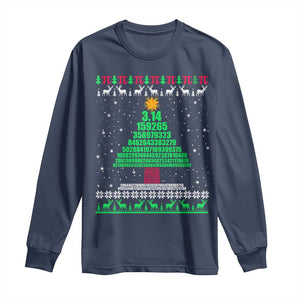 Funny Xmas Math Pi Christmas Tree Long Sleeve Shirt TS09 Navy Print Your Wear