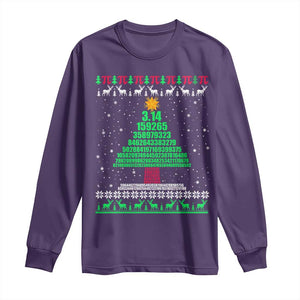 Funny Xmas Math Pi Christmas Tree Long Sleeve Shirt TS09 Purple Print Your Wear