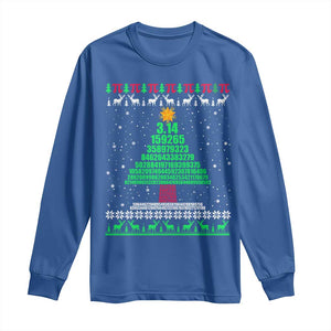 Funny Xmas Math Pi Christmas Tree Long Sleeve Shirt TS09 Royal Blue Print Your Wear