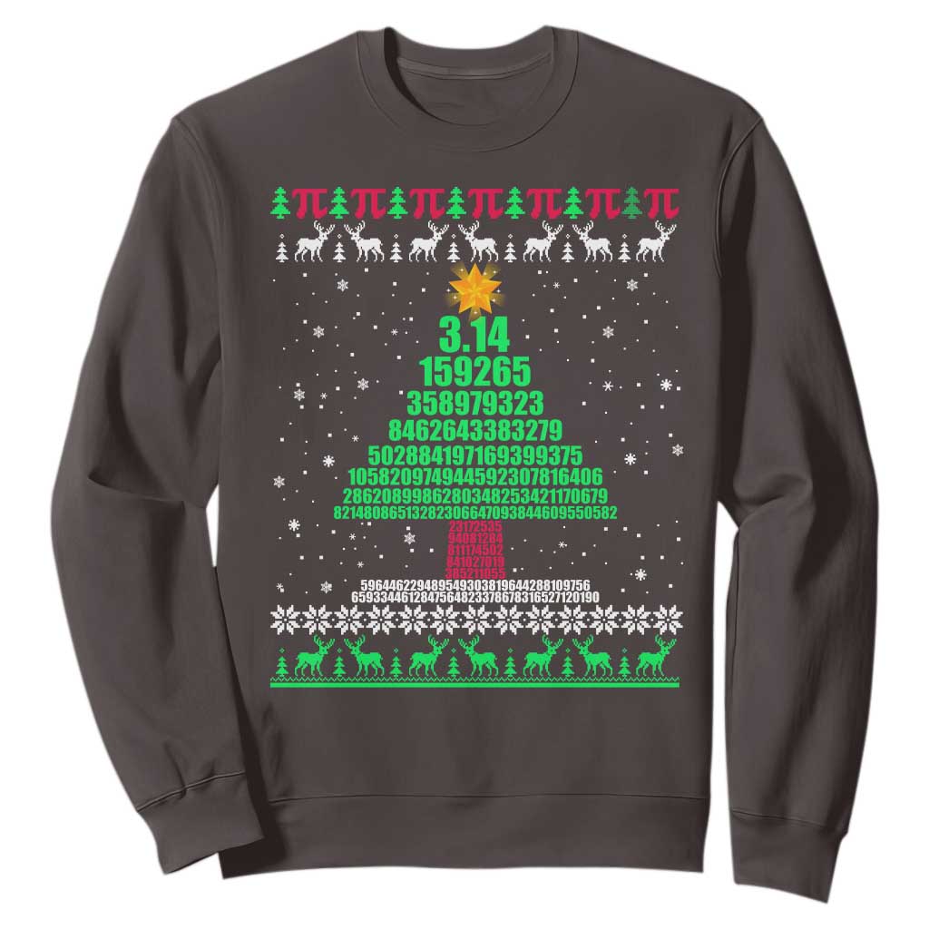 Funny Xmas Math Pi Christmas Tree Sweatshirt TS09 Dark Chocolate Print Your Wear