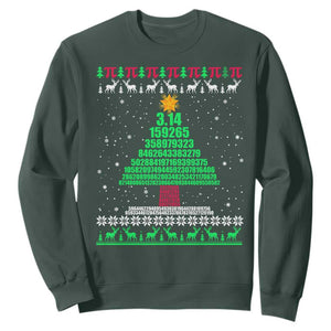 Funny Xmas Math Pi Christmas Tree Sweatshirt TS09 Dark Forest Green Print Your Wear