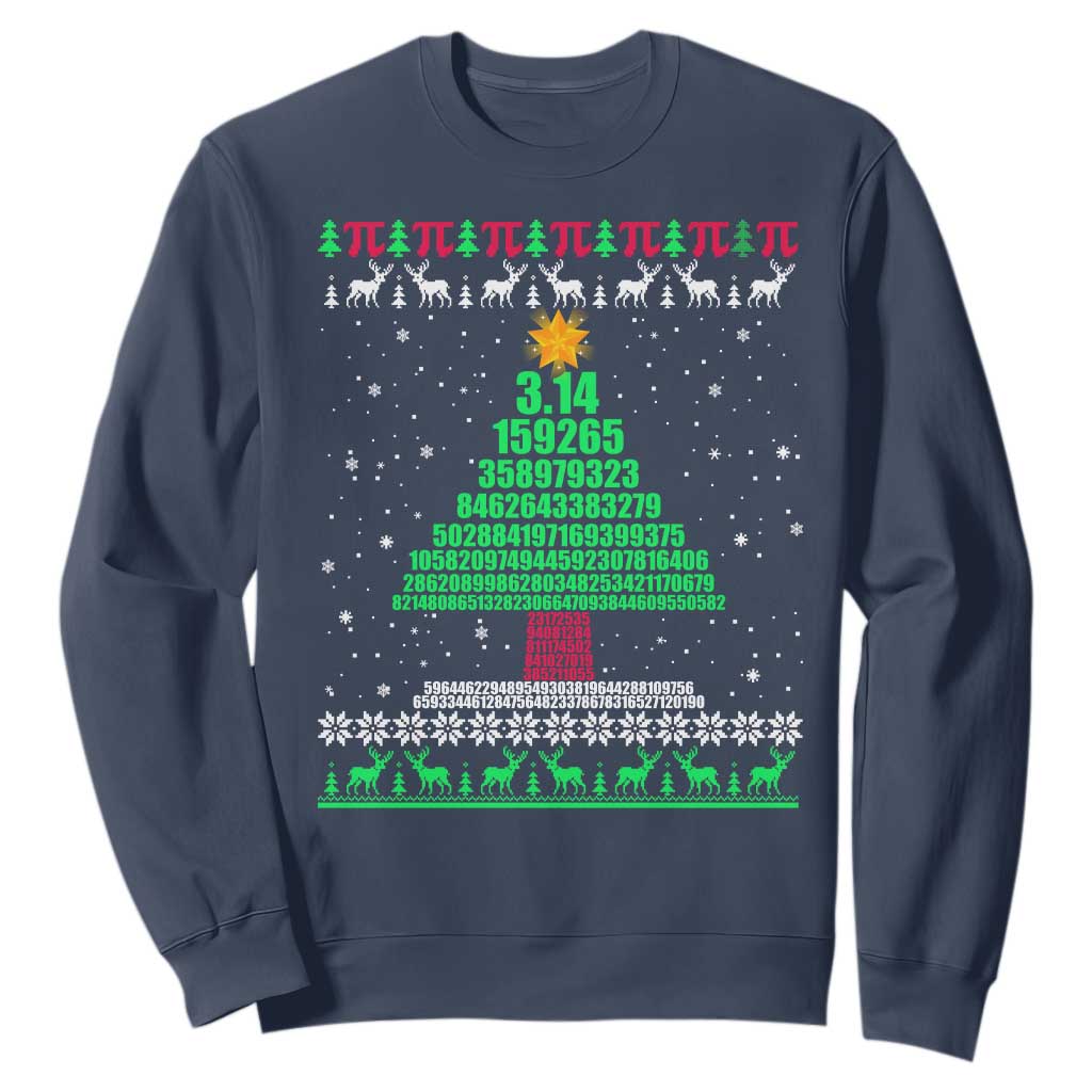 Funny Xmas Math Pi Christmas Tree Sweatshirt TS09 Navy Print Your Wear
