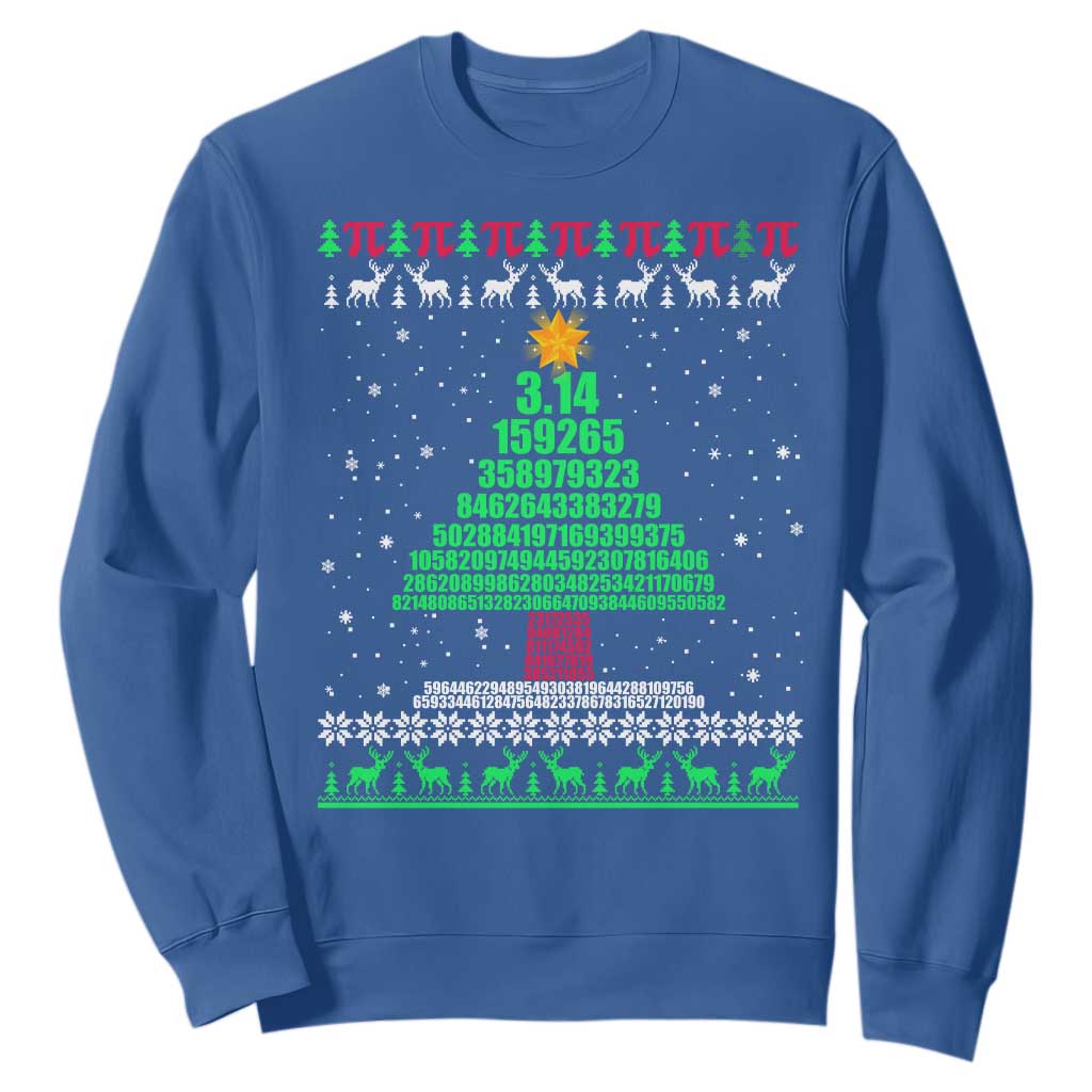 Funny Xmas Math Pi Christmas Tree Sweatshirt TS09 Royal Blue Print Your Wear