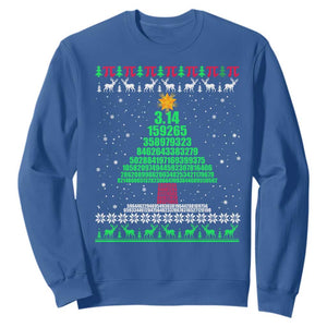 Funny Xmas Math Pi Christmas Tree Sweatshirt TS09 Royal Blue Print Your Wear