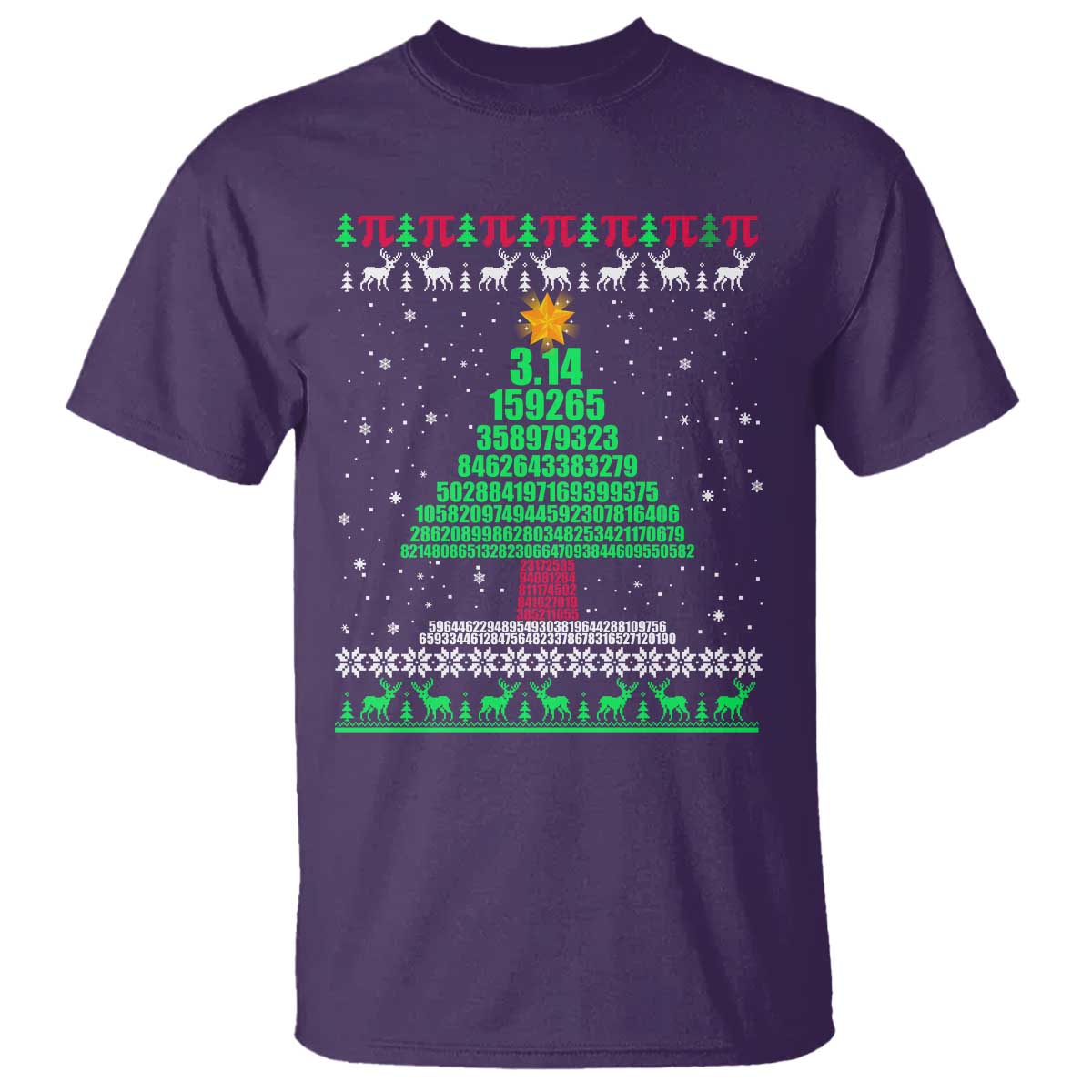 Funny Xmas Math Pi Christmas Tree T Shirt TS09 Purple Print Your Wear