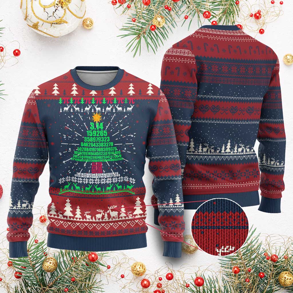Funny Xmas Math Pi Christmas Tree Ugly Christmas Sweater TS09 Burgundy Print Your Wear