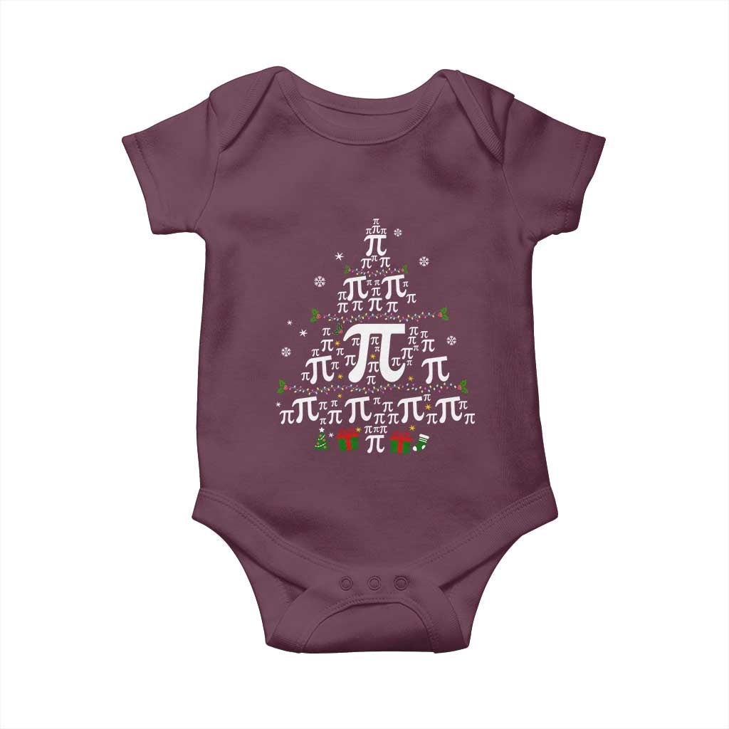 Funny Christmas Math Teacher Baby Onesie Pi Christmas Tree TS09 Maroon Print Your Wear