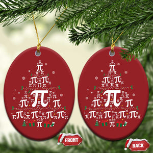 Funny Xmas Math Teacher Christmas Ornament Pi Christmas Tree TS09 Oval Red Print Your Wear