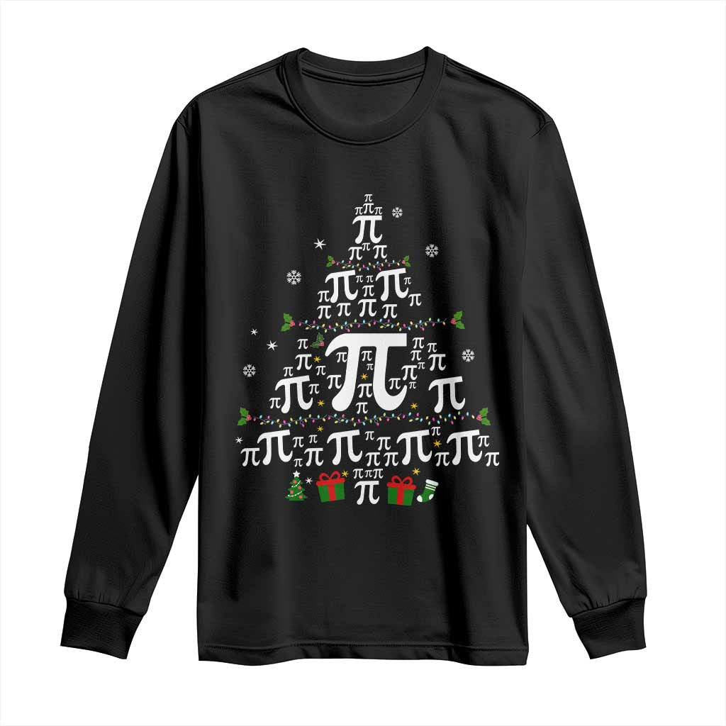 Funny Christmas Math Teacher Long Sleeve Shirt Pi Christmas Tree TS09 Black Print Your Wear