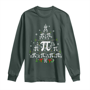 Funny Christmas Math Teacher Long Sleeve Shirt Pi Christmas Tree TS09 Dark Forest Green Print Your Wear