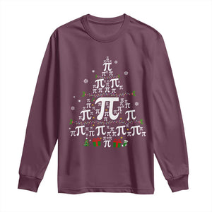 Funny Christmas Math Teacher Long Sleeve Shirt Pi Christmas Tree TS09 Maroon Print Your Wear