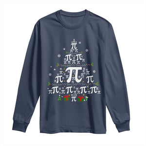 Funny Christmas Math Teacher Long Sleeve Shirt Pi Christmas Tree TS09 Navy Print Your Wear