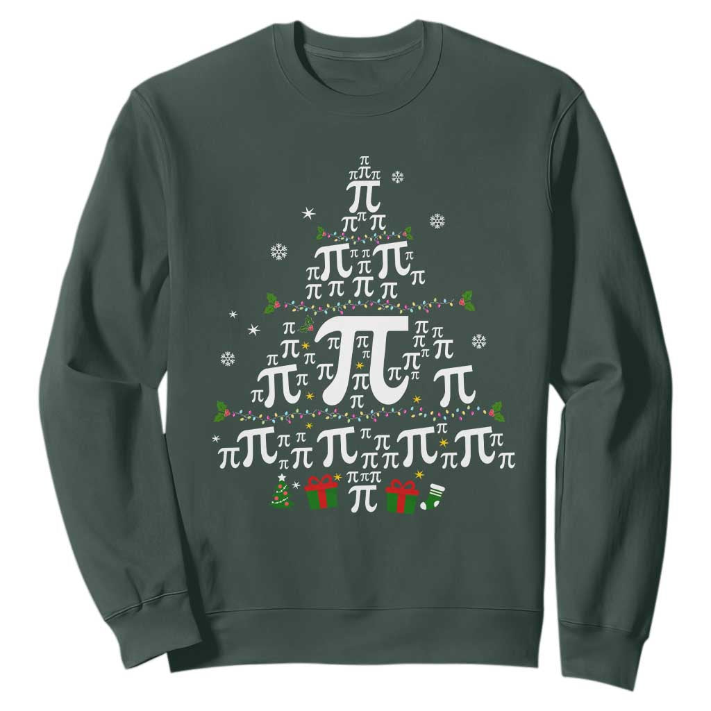 Funny Christmas Math Teacher Sweatshirt Pi Christmas Tree TS09 Dark Forest Green Print Your Wear
