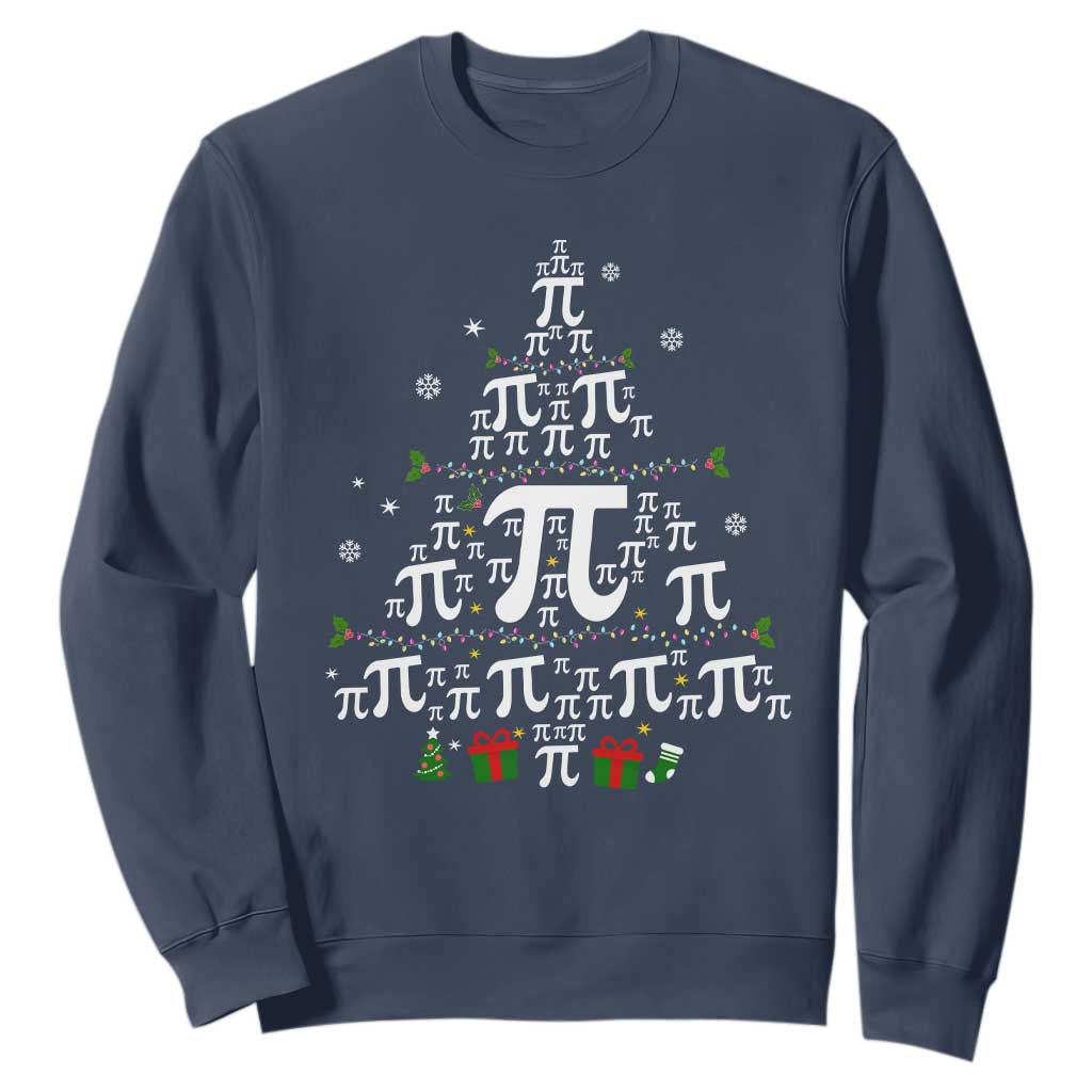 Funny Christmas Math Teacher Sweatshirt Pi Christmas Tree TS09 Navy Print Your Wear