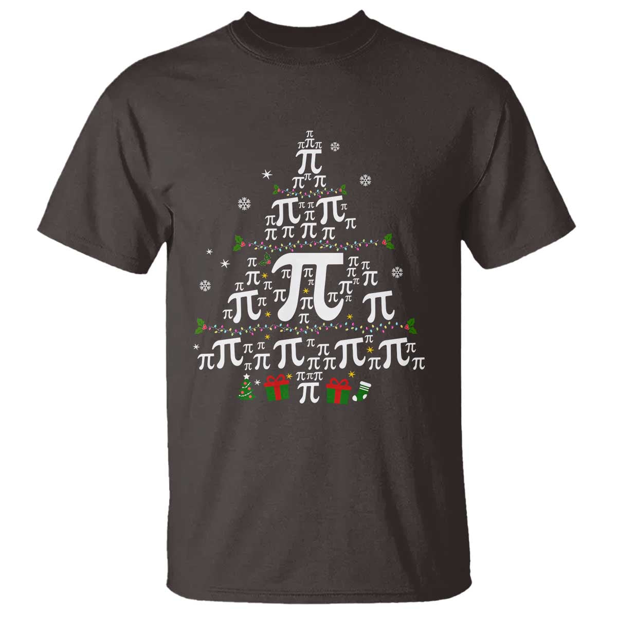 Funny Christmas Math Teacher T Shirt Pi Christmas Tree TS09 Dark Chocolate Print Your Wear