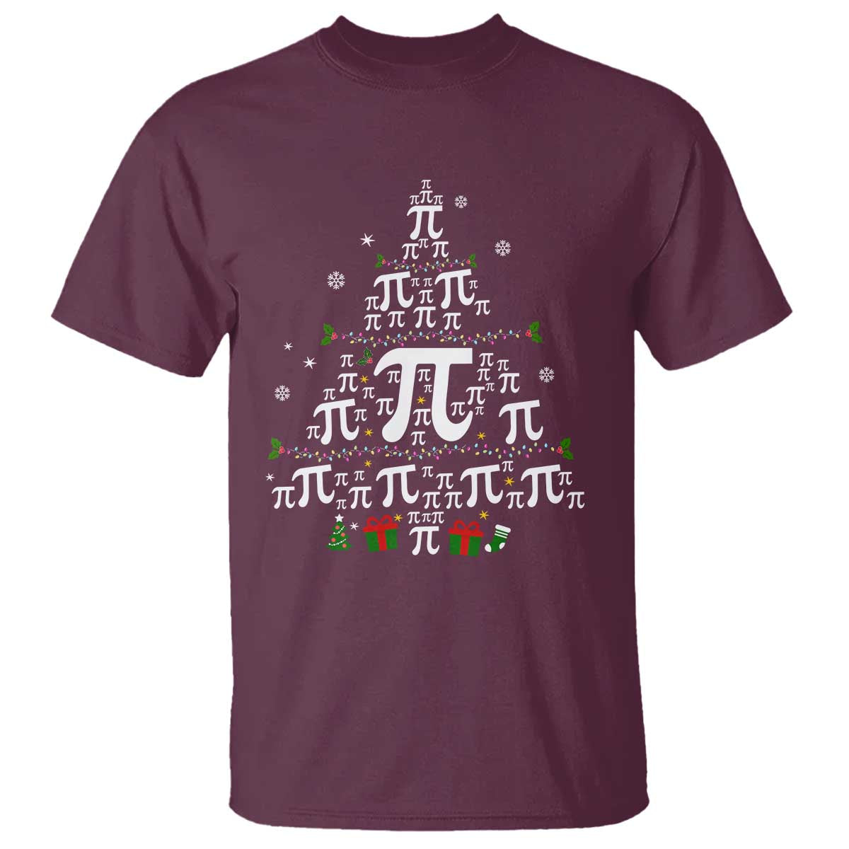 Funny Christmas Math Teacher T Shirt Pi Christmas Tree TS09 Maroon Print Your Wear