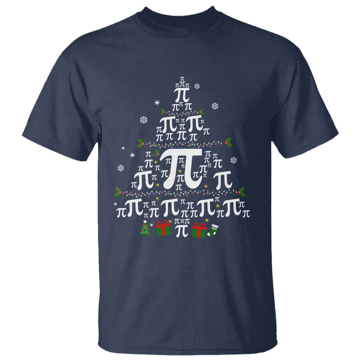 Funny Christmas Math Teacher T Shirt Pi Christmas Tree TS09 Navy Print Your Wear