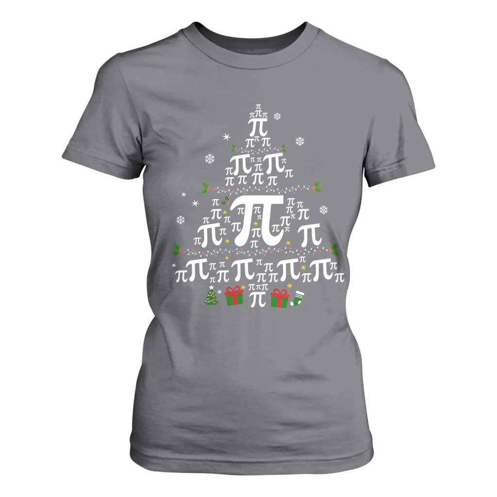 Funny Christmas Math Teacher T Shirt For Women Pi Christmas Tree TS09 Charcoal Print Your Wear