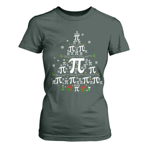 Funny Christmas Math Teacher T Shirt For Women Pi Christmas Tree TS09 Dark Forest Green Print Your Wear